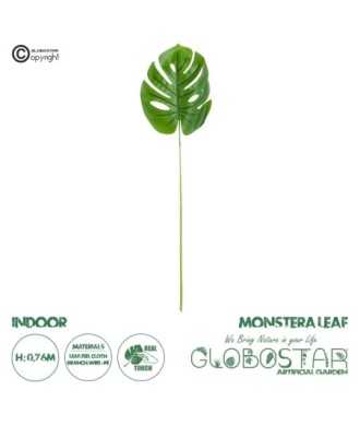 GloboStar® Artificial Garden MONSTERA LEAF 20223 - Τεχνητό Διακοσμητικό Φύλο Μονστέρας Π16 x Υ76cm